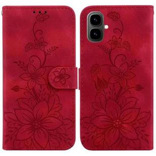 For Tecno Pop 10 / Spark Go 2 4G Lily Embossed Leather Phone Case(Red)
