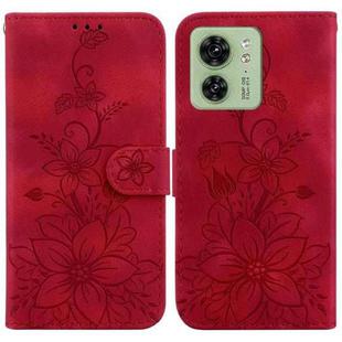 For Motorola Edge 40 Lily Embossed Leather Phone Case(Red)