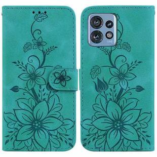 For Motorola Edge 40 Pro Lily Embossed Leather Phone Case(Green)