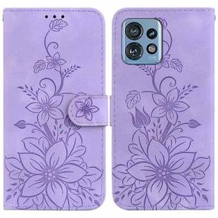 For Motorola Edge 40 Pro Lily Embossed Leather Phone Case(Purple)