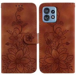 For Motorola Edge 40 Pro Lily Embossed Leather Phone Case(Brown)