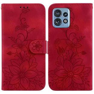 For Motorola Edge 40 Pro Lily Embossed Leather Phone Case(Red)