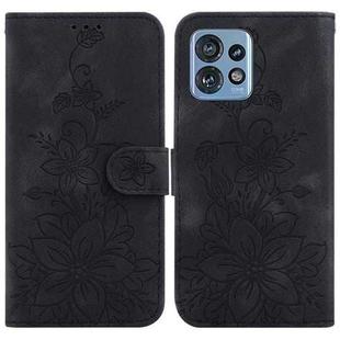 For Motorola Edge 40 Pro Lily Embossed Leather Phone Case(Black)