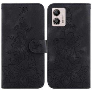 For Motorola Moto G13 / G23 / G53 Lily Embossed Leather Phone Case(Black)