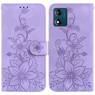 For Motorola Moto E13 Lily Embossed Leather Phone Case(Purple)