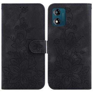 For Motorola Moto E13 Lily Embossed Leather Phone Case(Black)