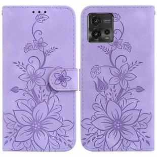 For Motorola Moto G72 Lily Embossed Leather Phone Case(Purple)