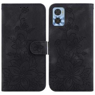 For Motorola Moto E22 / E22i Lily Embossed Leather Phone Case(Black)