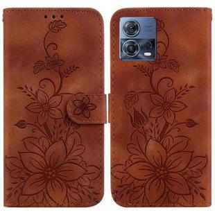 For Motorola Moto S30 Pro/Edge 30 Fusion 5G Lily Embossed Leather Phone Case(Brown)