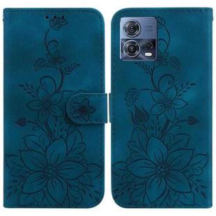 For Motorola Moto S30 Pro/Edge 30 Fusion 5G Lily Embossed Leather Phone Case(Dark Blue)