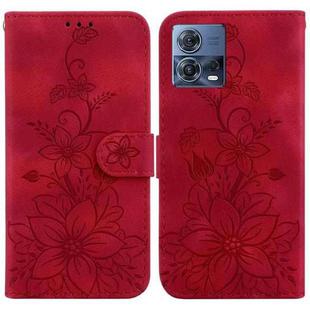 For Motorola Moto S30 Pro/Edge 30 Fusion 5G Lily Embossed Leather Phone Case(Red)