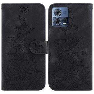 For Motorola Moto S30 Pro/Edge 30 Fusion 5G Lily Embossed Leather Phone Case(Black)