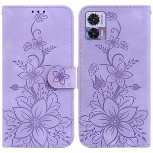 For Motorola Edge 30 Neo / Edge 30 Lite Lily Embossed Leather Phone Case(Purple)