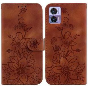 For Motorola Edge 30 Neo / Edge 30 Lite Lily Embossed Leather Phone Case(Brown)