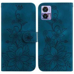 For Motorola Edge 30 Neo / Edge 30 Lite Lily Embossed Leather Phone Case(Dark Blue)