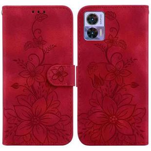 For Motorola Edge 30 Neo / Edge 30 Lite Lily Embossed Leather Phone Case(Red)