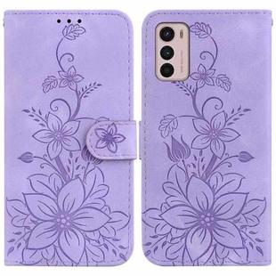 For Motorola Moto G42 Lily Embossed Leather Phone Case(Purple)