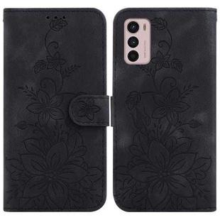 For Motorola Moto G42 Lily Embossed Leather Phone Case(Black)