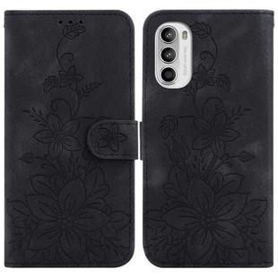 For Motorola Moto G62 5G Lily Embossed Leather Phone Case(Black)