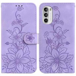 For Motorola Moto G52J JP Version Lily Embossed Leather Phone Case(Purple)