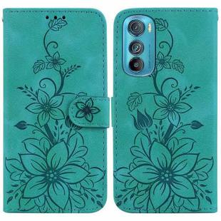 For Motorola Edge 30 Lily Embossed Leather Phone Case(Green)