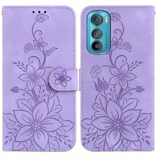 For Motorola Edge 30 Lily Embossed Leather Phone Case(Purple)