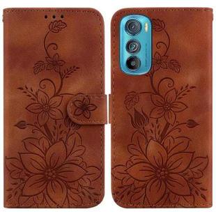 For Motorola Edge 30 Lily Embossed Leather Phone Case(Brown)
