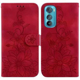 For Motorola Edge 30 Lily Embossed Leather Phone Case(Red)