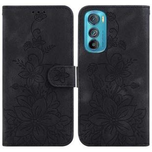 For Motorola Edge 30 Lily Embossed Leather Phone Case(Black)