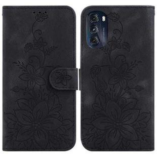 For Motorola Moto G 2022 Lily Embossed Leather Phone Case(Black)