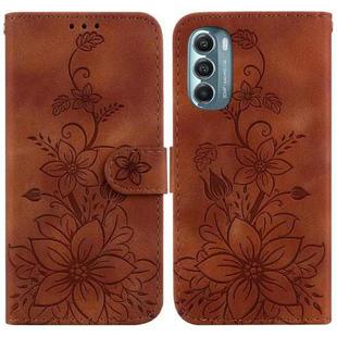 For Motorola Moto G Stylus 5G 2022 Lily Embossed Leather Phone Case(Brown)