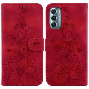 For Motorola Moto G Stylus 5G 2022 Lily Embossed Leather Phone Case(Red)