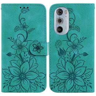 For Motorola Edge 30 Pro / Edge+ 2022 Lily Embossed Leather Phone Case(Green)