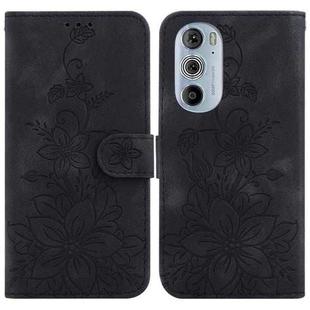 For Motorola Edge 30 Pro / Edge+ 2022 Lily Embossed Leather Phone Case(Black)