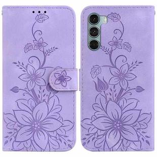 For Motorola Moto G200 5G / Edge S30 Lily Embossed Leather Phone Case(Purple)