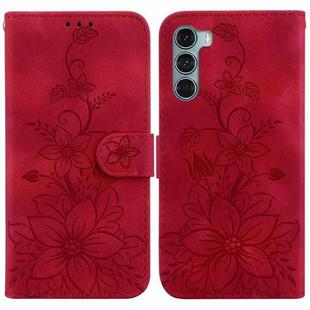 For Motorola Moto G200 5G / Edge S30 Lily Embossed Leather Phone Case(Red)