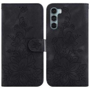 For Motorola Moto G200 5G / Edge S30 Lily Embossed Leather Phone Case(Black)