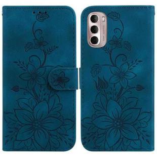 For Motorola Moto G Stylus 4G 2022 Lily Embossed Leather Phone Case(Dark Blue)