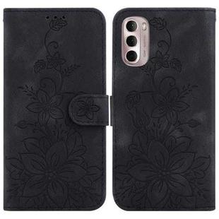 For Motorola Moto G Stylus 4G 2022 Lily Embossed Leather Phone Case(Black)