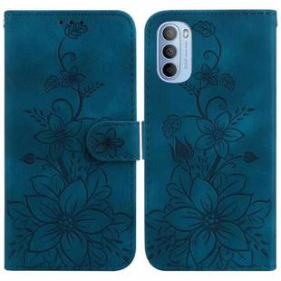 For Motorola Moto G31  / G41 Lily Embossed Leather Phone Case(Dark Blue)