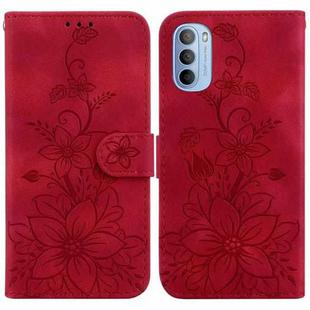 For Motorola Moto G31  / G41 Lily Embossed Leather Phone Case(Red)