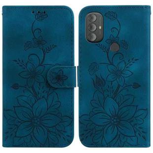 For Motorola Moto G Power 2022 Lily Embossed Leather Phone Case(Dark Blue)