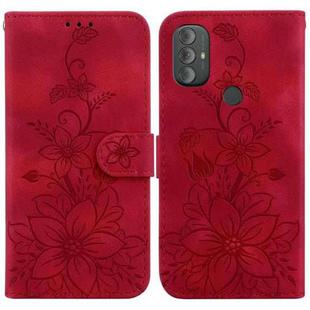 For Motorola Moto G Power 2022 Lily Embossed Leather Phone Case(Red)