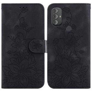 For Motorola Moto G Power 2022 Lily Embossed Leather Phone Case(Black)