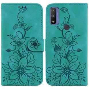 For Motorola G Pure Lily Embossed Leather Phone Case(Green)