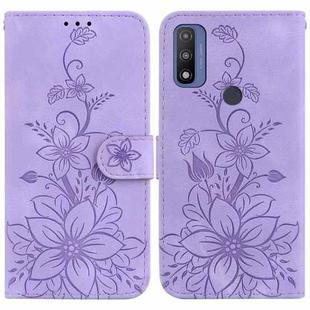 For Motorola G Pure Lily Embossed Leather Phone Case(Purple)