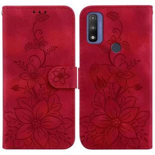 For Motorola G Pure Lily Embossed Leather Phone Case(Red)