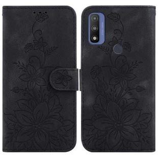 For Motorola G Pure Lily Embossed Leather Phone Case(Black)