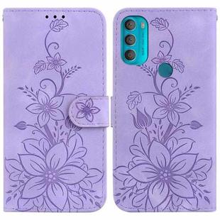 For Motorola Moto G71 5G Lily Embossed Leather Phone Case(Purple)