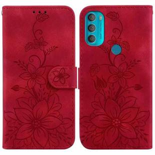 For Motorola Moto G71 5G Lily Embossed Leather Phone Case(Red)